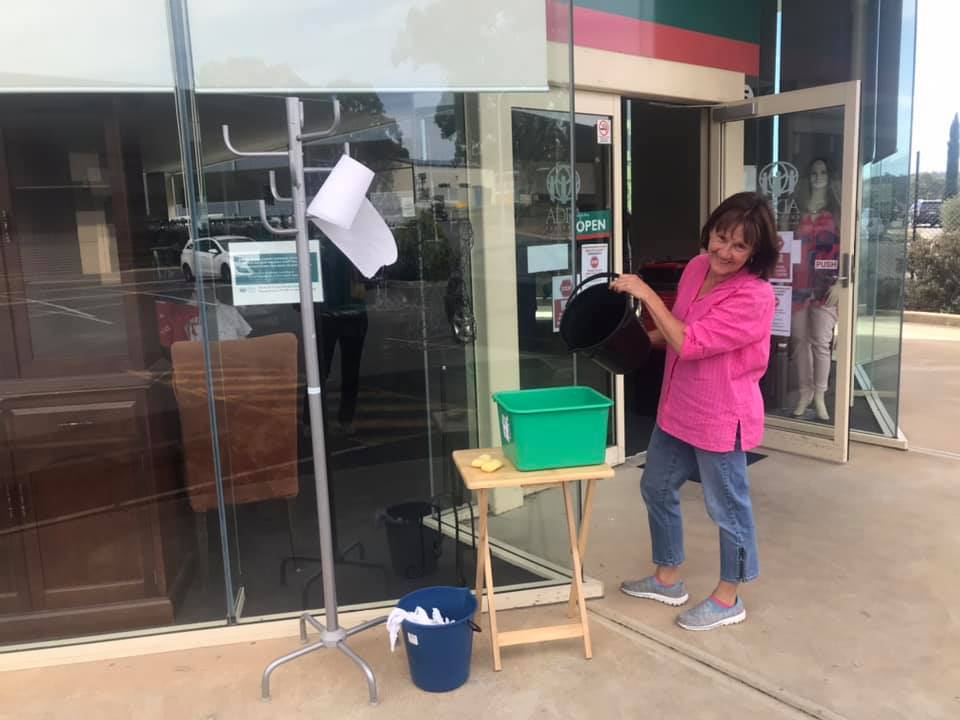 Hand washing station at ADRA Op Shop