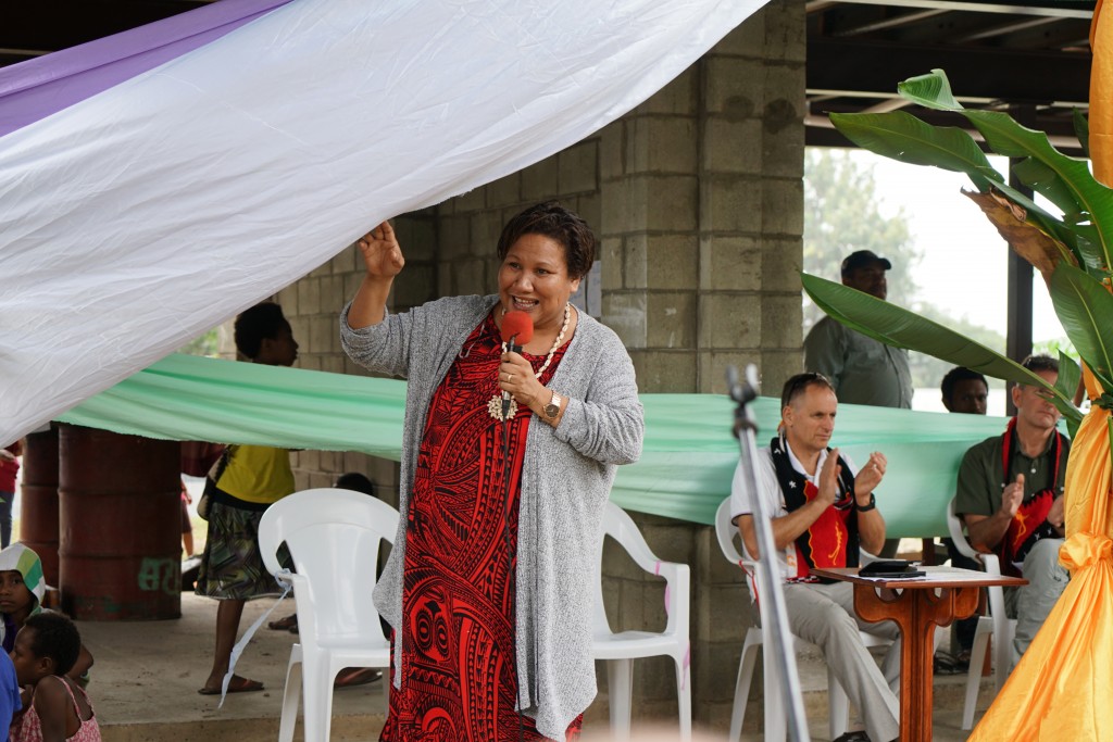 PNG secretary for community development and religion Anna Solomon speaks at the opening