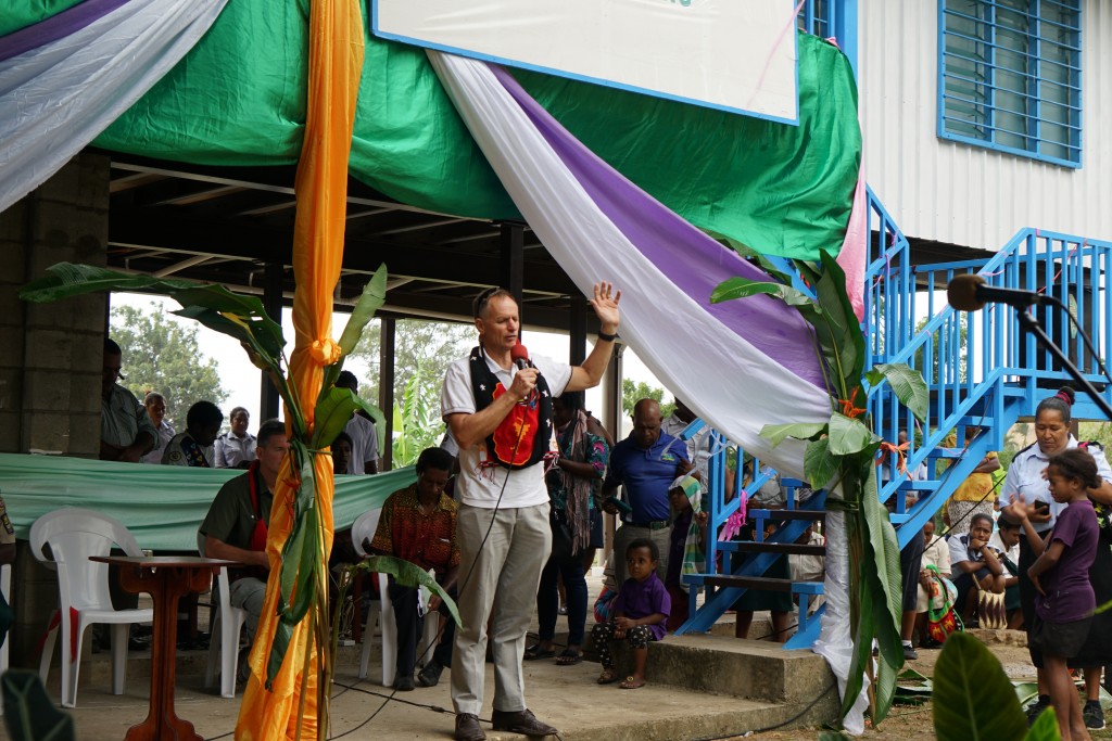 Glenn Townend praying over opening of PNG Safe House