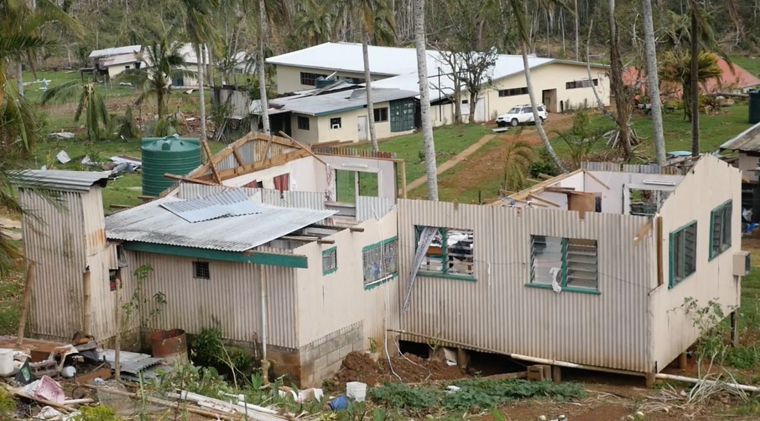 The view from his roof-less house from above.