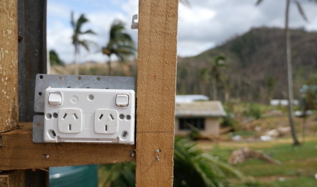 A powerpoint survived but the wall supporting it did not.