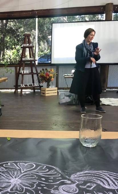 Kylie Cullinan teaching coping mechanisms to women affected by the 2020 bushfires